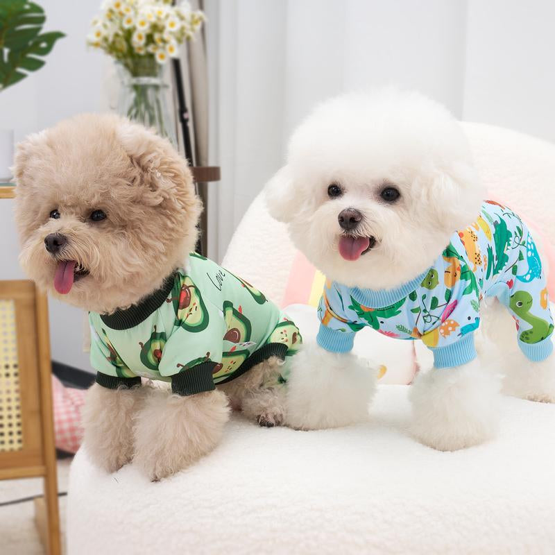 XPUDAC 4 Pack Dog Pajamas Soft Summer Doggie Clothes for Dogs Boy Girl,Four-Legged Apparel,Sleepwear Pet Products Dog Overalls Outfits Onesie Shirt