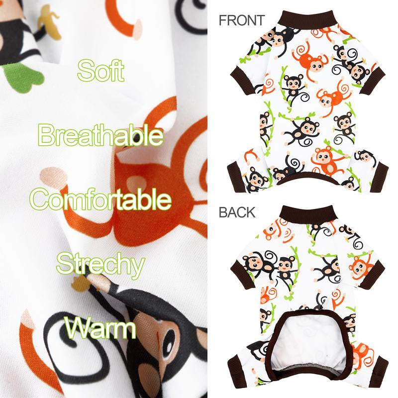 XPUDAC 4 Pack Dog Pajamas Soft Summer Doggie Clothes for Dogs Boy Girl,Four-Legged Apparel,Sleepwear Pet Products Dog Overalls Outfits Onesie Shirt