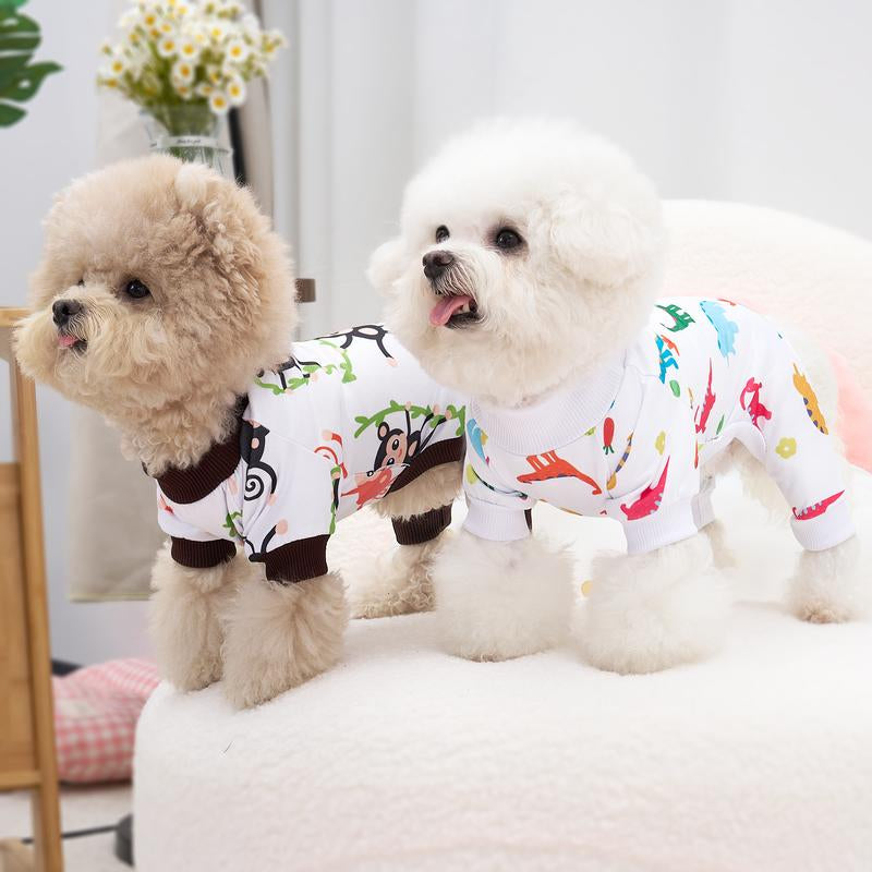 XPUDAC 4 Pack Dog Pajamas Soft Summer Doggie Clothes for Dogs Boy Girl,Four-Legged Apparel,Sleepwear Pet Products Dog Overalls Outfits Onesie Shirt