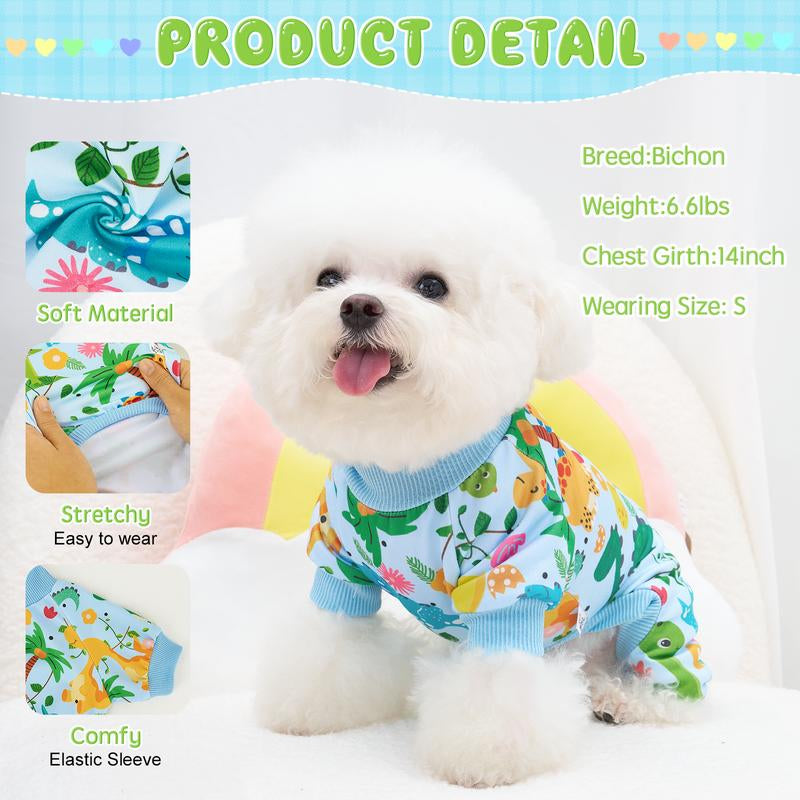 XPUDAC 4 Pack Dog Pajamas Soft Summer Doggie Clothes for Dogs Boy Girl,Four-Legged Apparel,Sleepwear Pet Products Dog Overalls Outfits Onesie Shirt