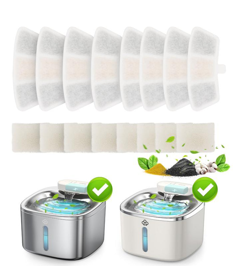 8Pcs Replacement Filters for 3.5L Wireless Cat Water Fountain